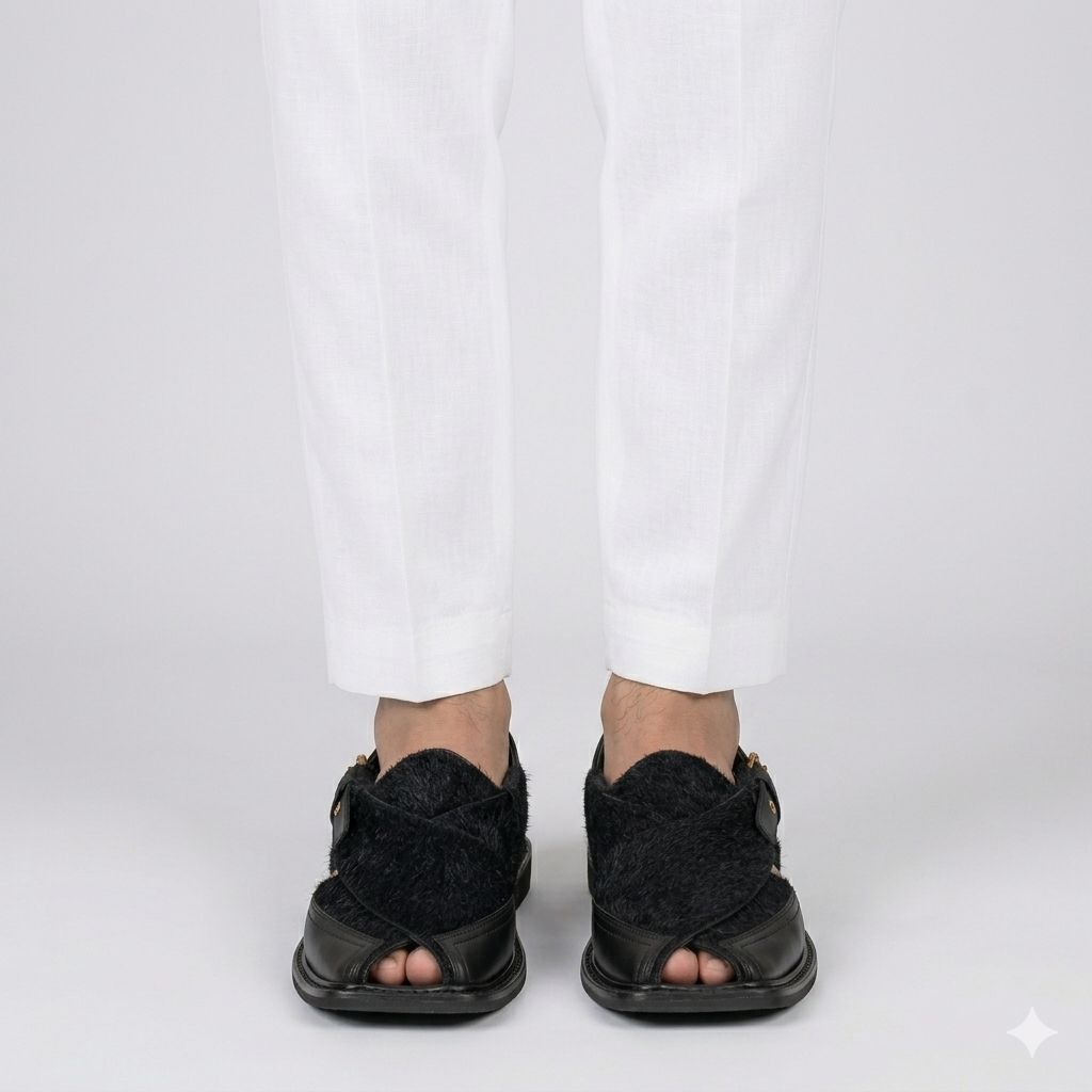 Premium Black Sabar Peshawari Chappal