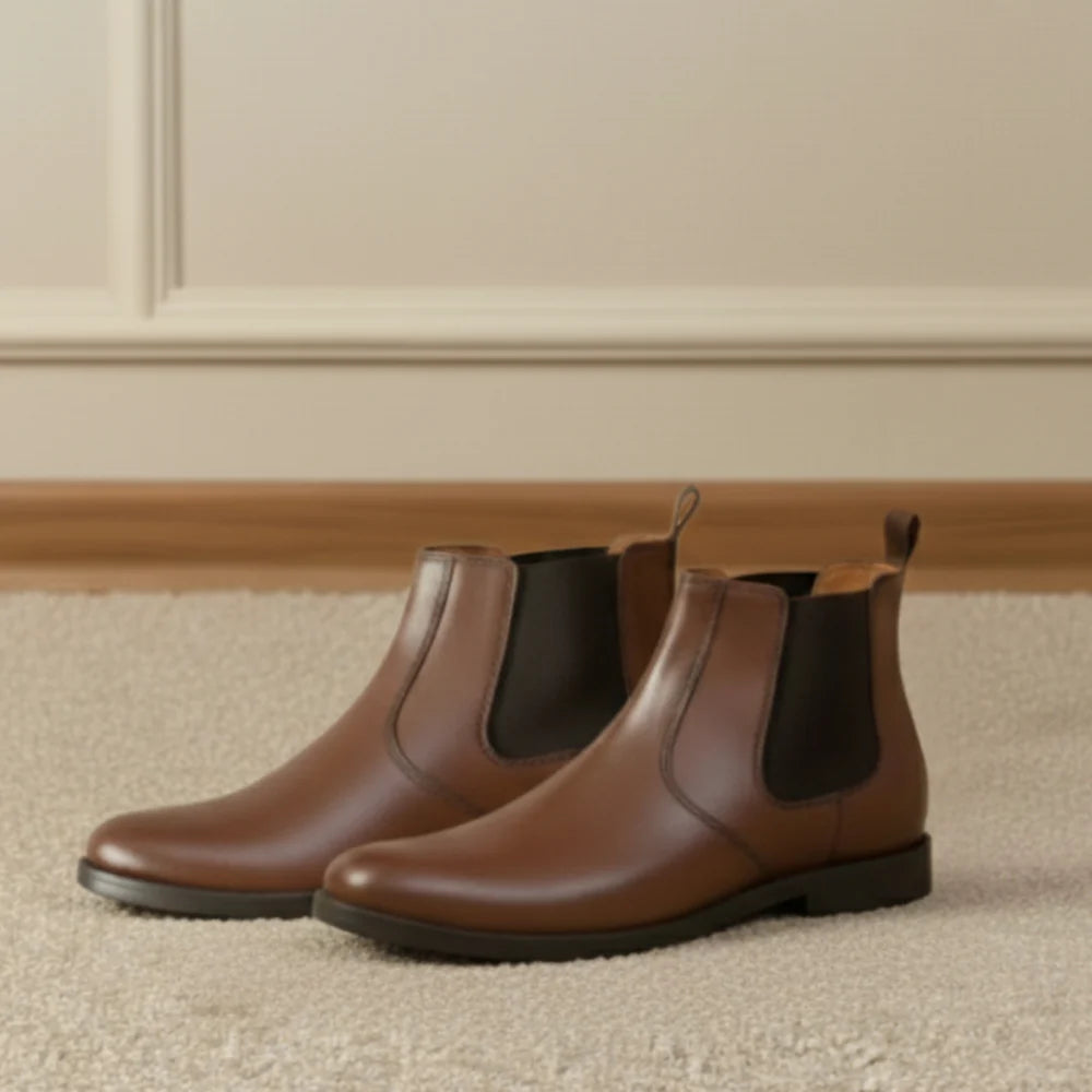 Premium Brown Leather Chelsea boots