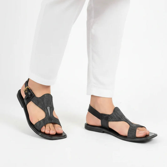 Handmade Pure Taar Black Panjedar Chappal