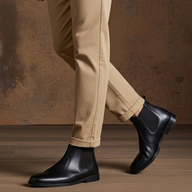 Matt Black Cow Leather Chelsea boots