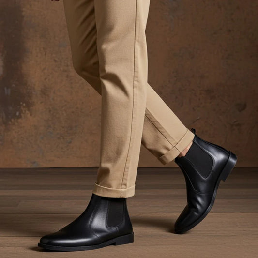 Matt Black Cow Leather Chelsea boots