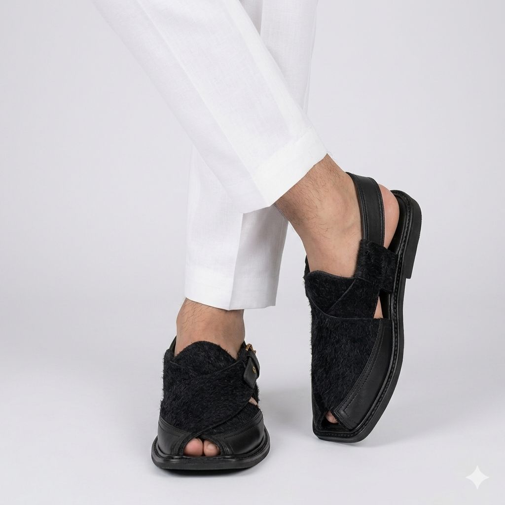 Premium Black Sabar Peshawari Chappal