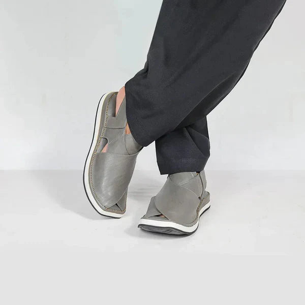 Grey Kaptaan Chappal – Pure Leather